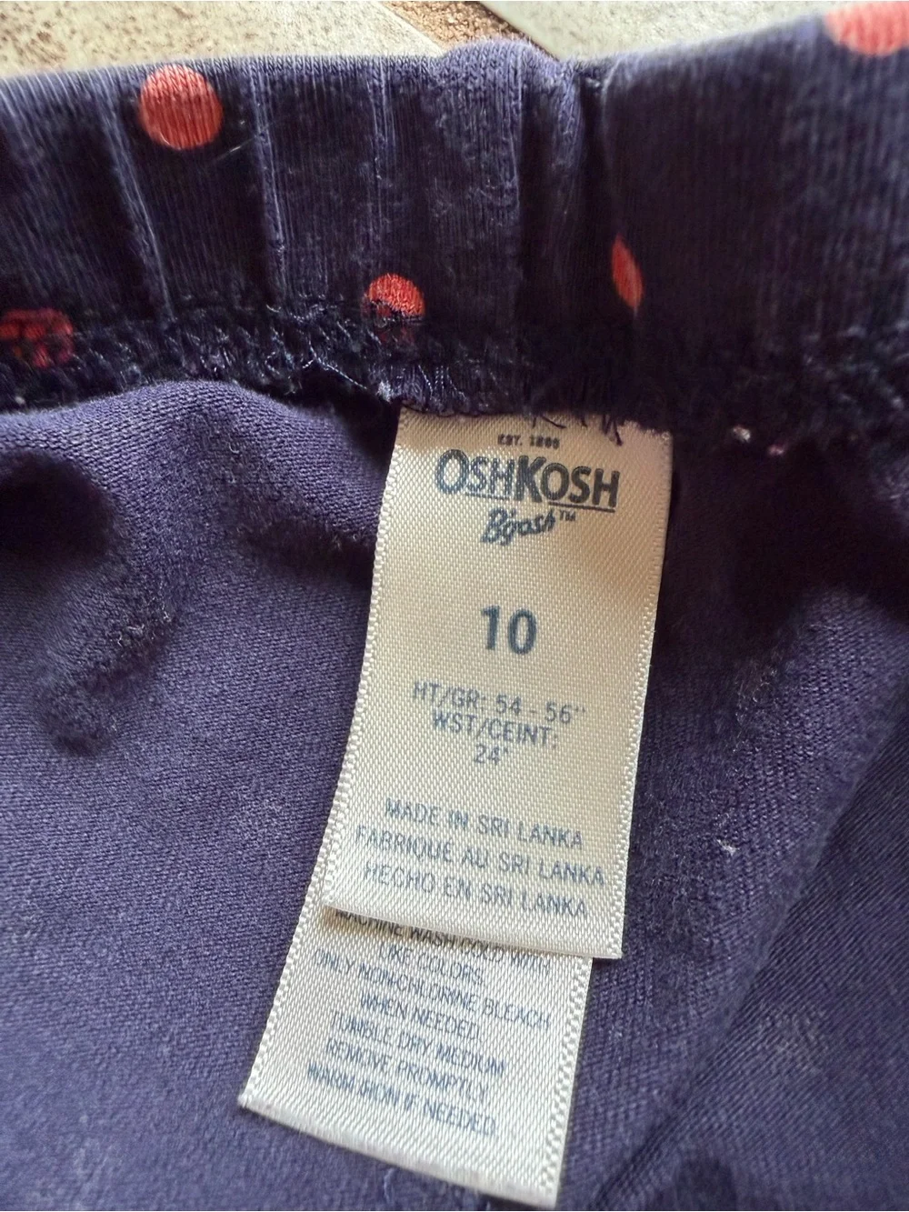 OshKosh B'gosh Navy Leggings with Pink Polka Dots